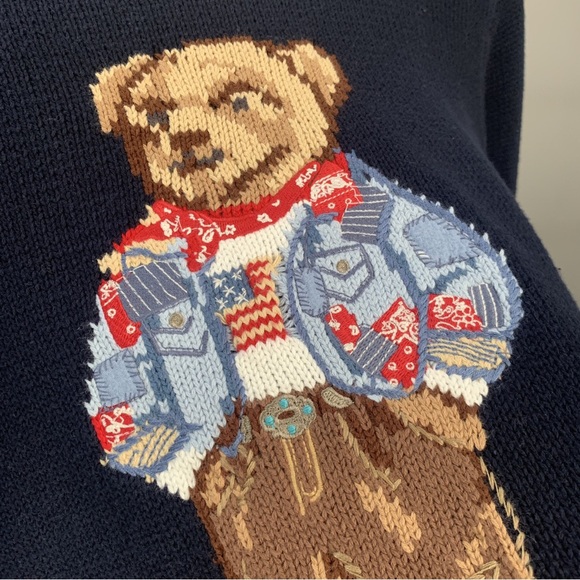 Polo by Ralph Lauren Navy Sweater with Bear Design - Picture 7 of 8